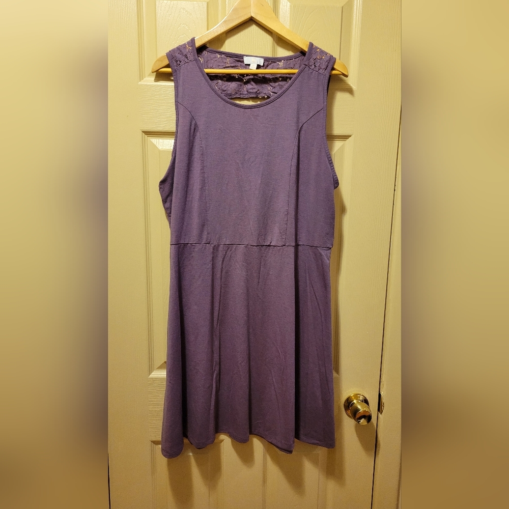 🌻Charming Charlie Purple Dress Lace Keyhole Back Size XL Excellent Condition